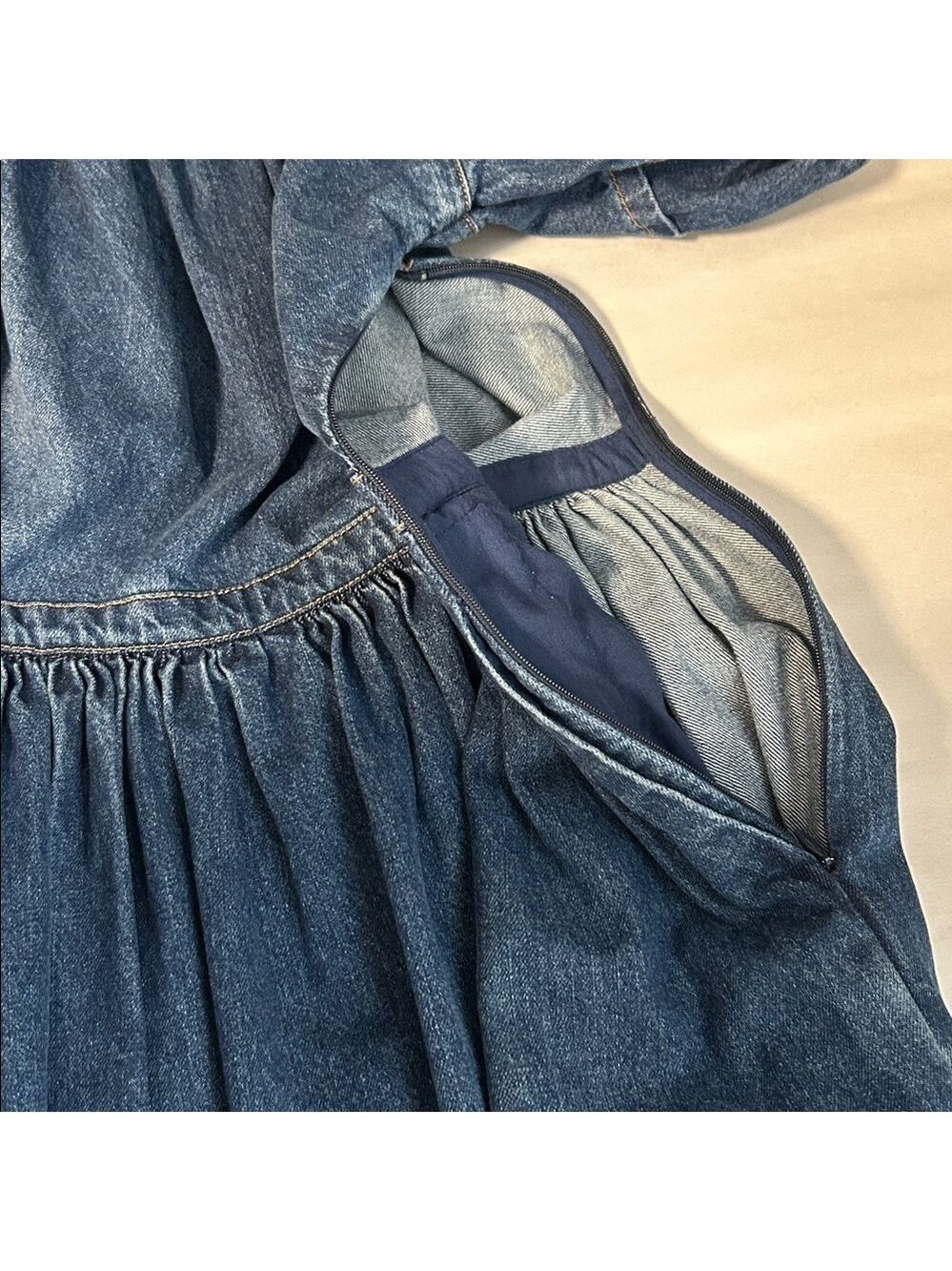 CO Denim Designer Puff Short Sleeve Minimalist Midi Dress Size XS - Picture 6 of 11